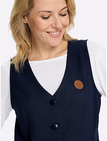 Gilet légèrement cintré avec col en v et bouton - taille standard - moda vilona