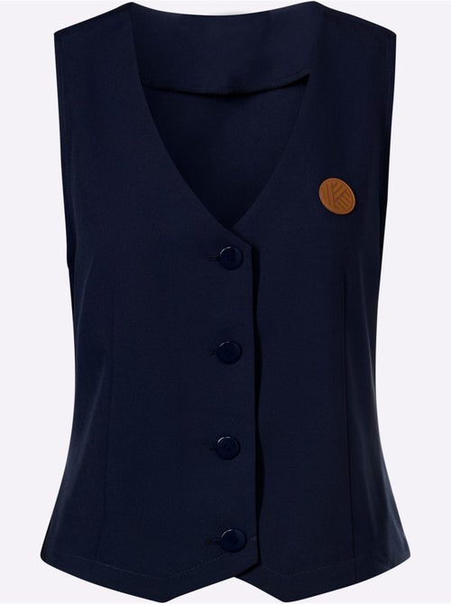 Gilet légèrement cintré avec col en v et bouton - taille standard - moda vilona - Kiabi Gilet légèrement cintré avec col en v et bouton - taille standard - moda vilona - Kiabi