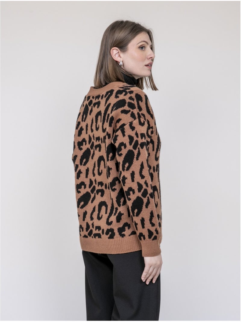 Gilet léopard KATLINE Marron - Kiabi