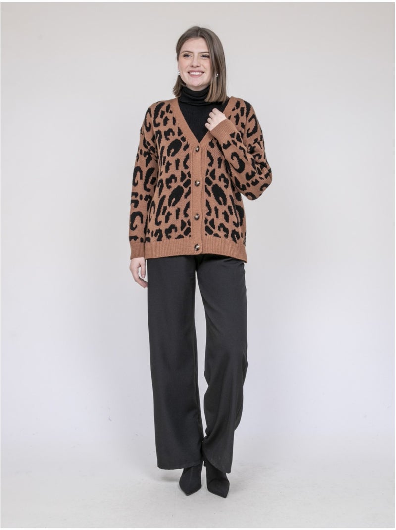 Gilet léopard KATLINE Marron - Kiabi