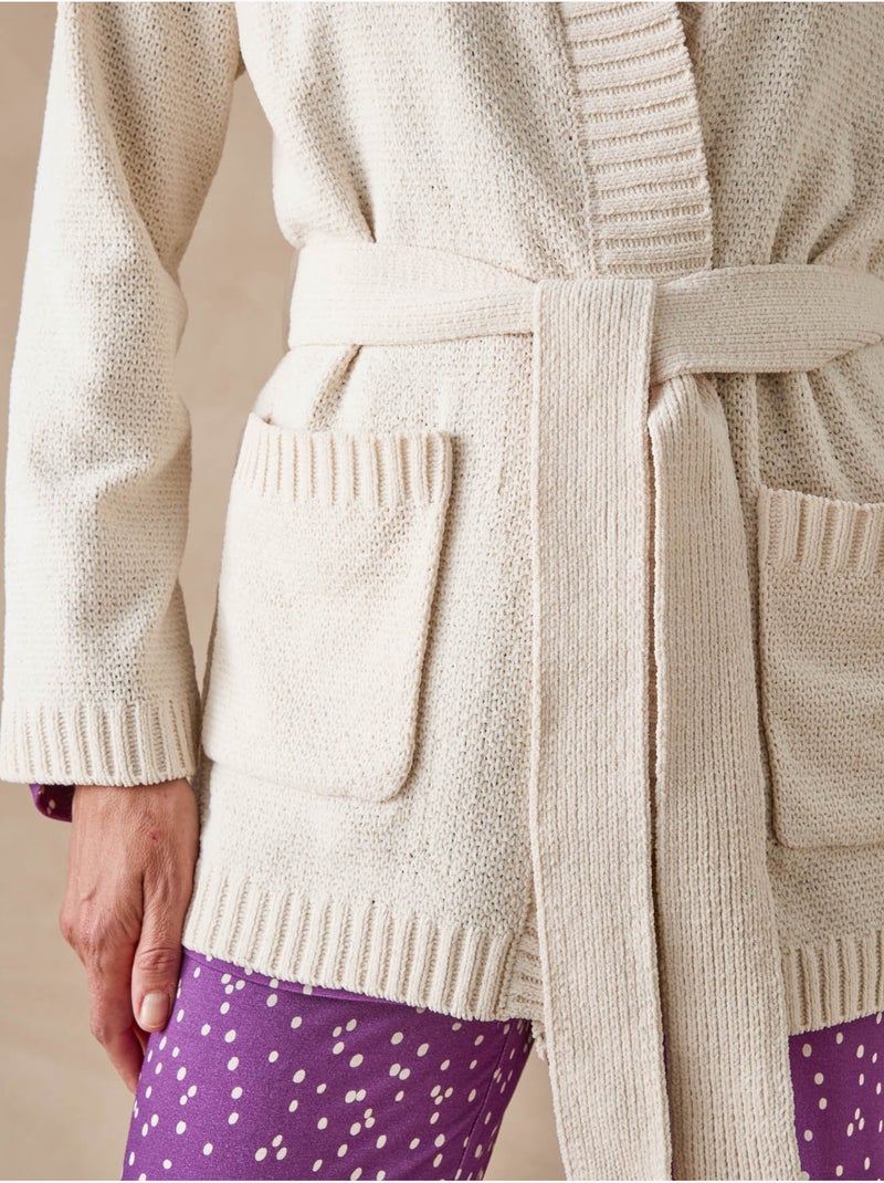 Gilet lingerie en maille bouclette - DAXON Ecru - Kiabi