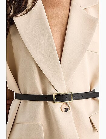 Gilet long à col châle et ceinture lucci