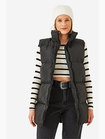 Gilet long à col mao et doubles poches lucci
