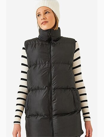 Gilet long à col mao et doubles poches lucci