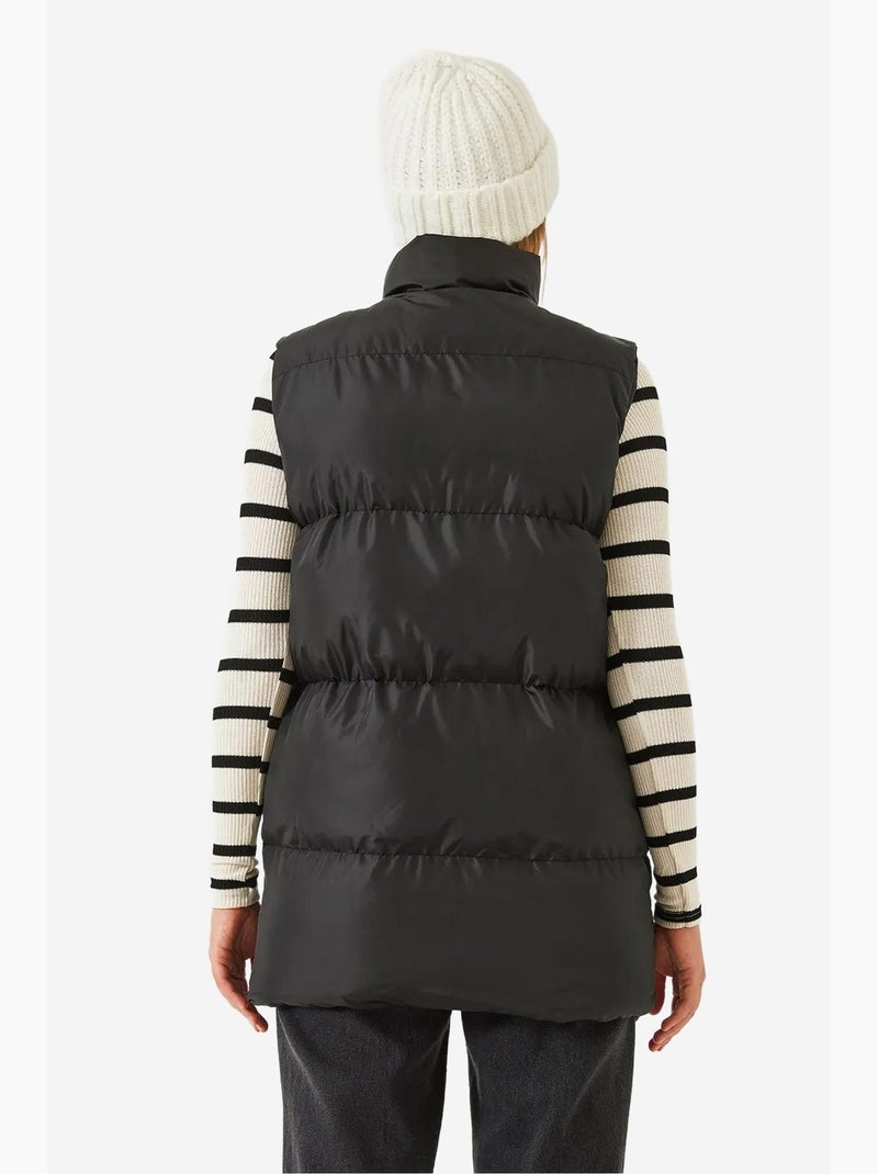 Gilet long à col mao et doubles poches lucci Noir - Kiabi