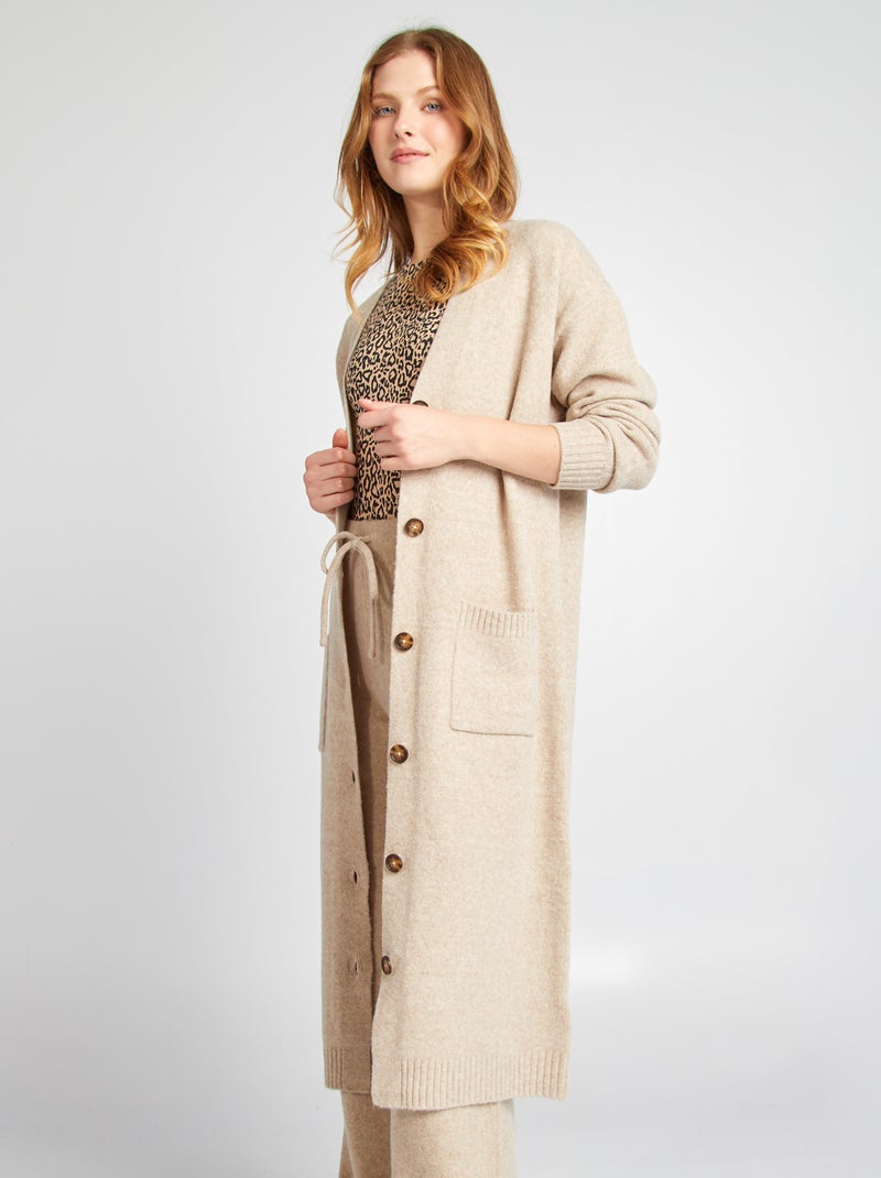 Gilet long à poches Beige - Kiabi