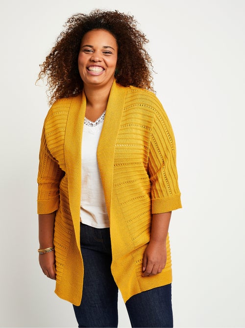 Gilet long ajouré coupe confort - Afibel - Kiabi
