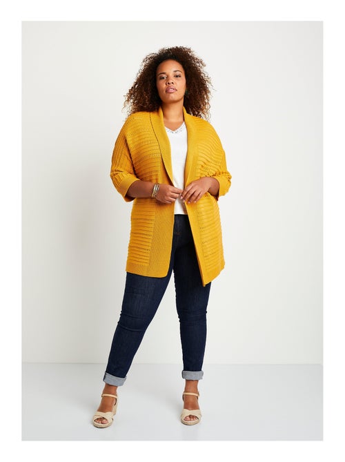Gilet long ajouré coupe confort - Afibel - Kiabi