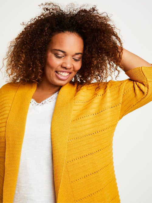 Gilet long ajouré coupe confort - Afibel - Kiabi