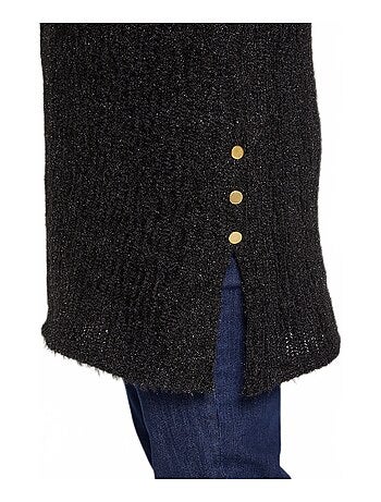 Gilet long ample col V maille scintillante reliefée