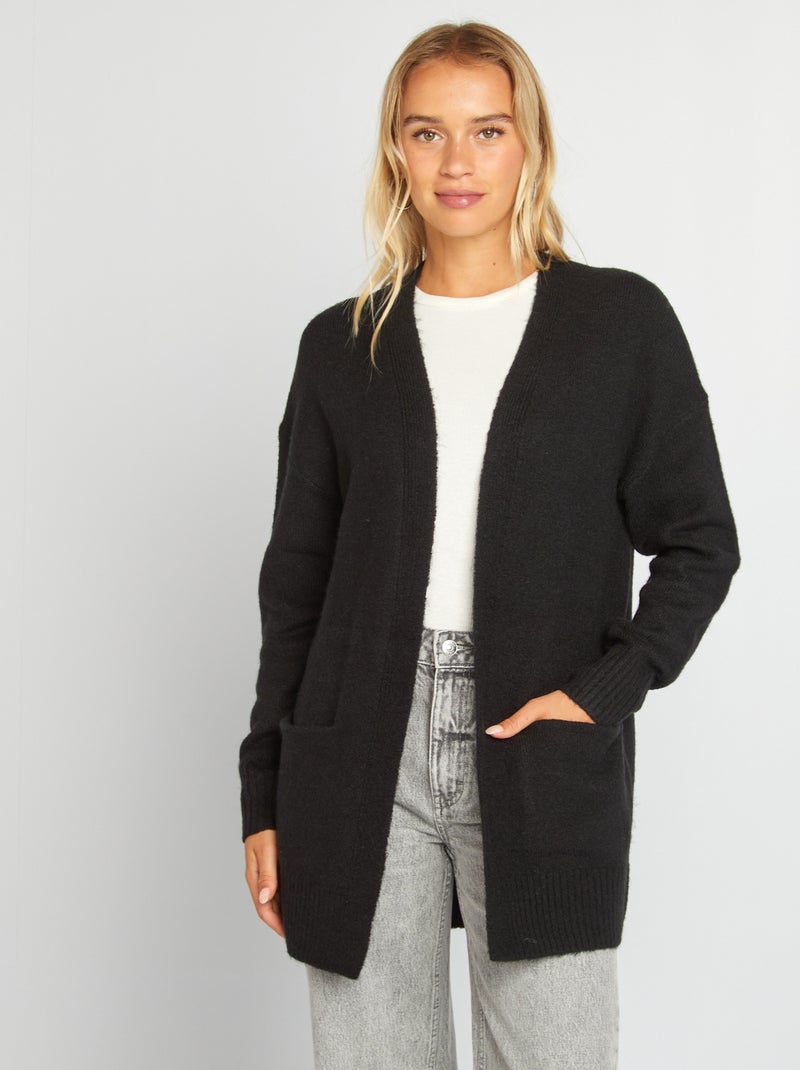 Gilet long avec poches noir - Kiabi