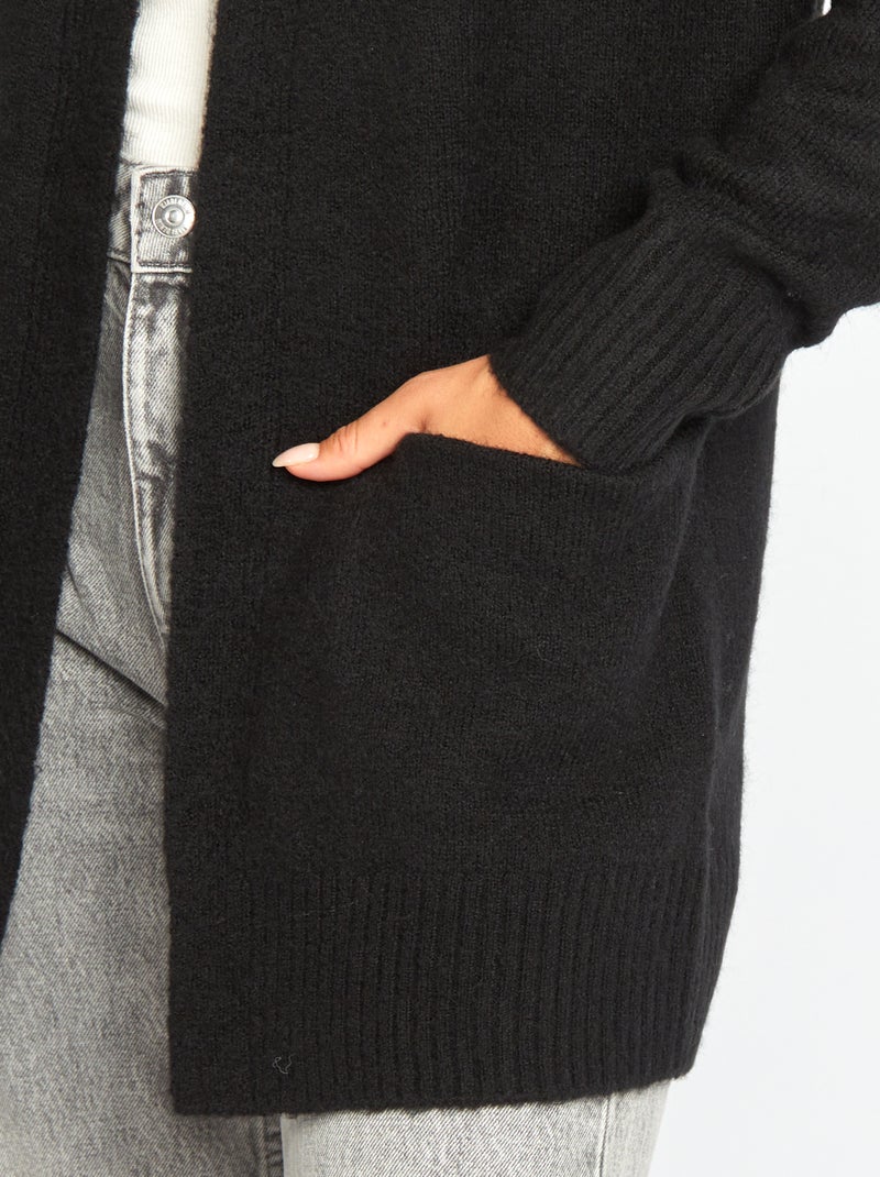 Gilet long avec poches noir - Kiabi