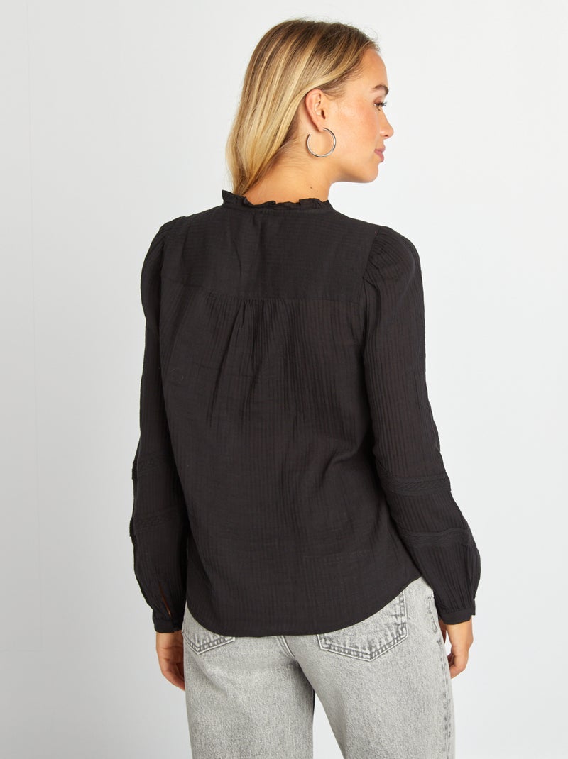 Gilet long avec poches noir - Kiabi