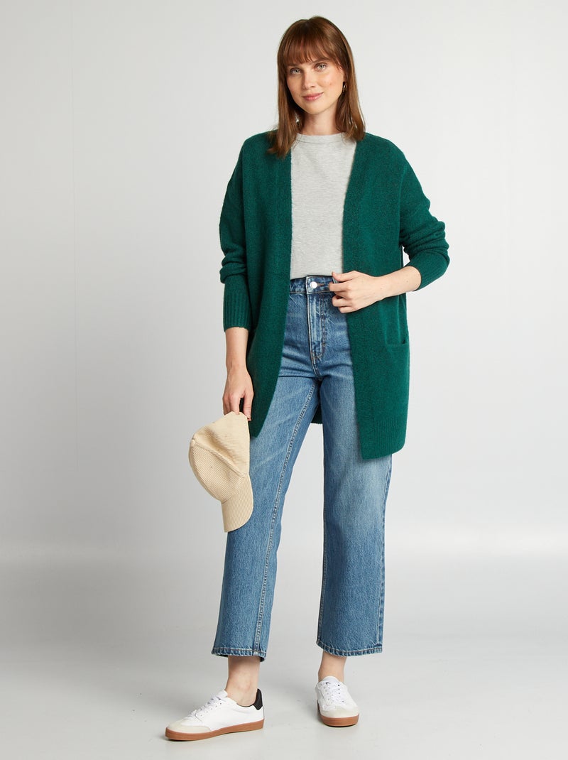Gilet long avec poches Vert - Kiabi
