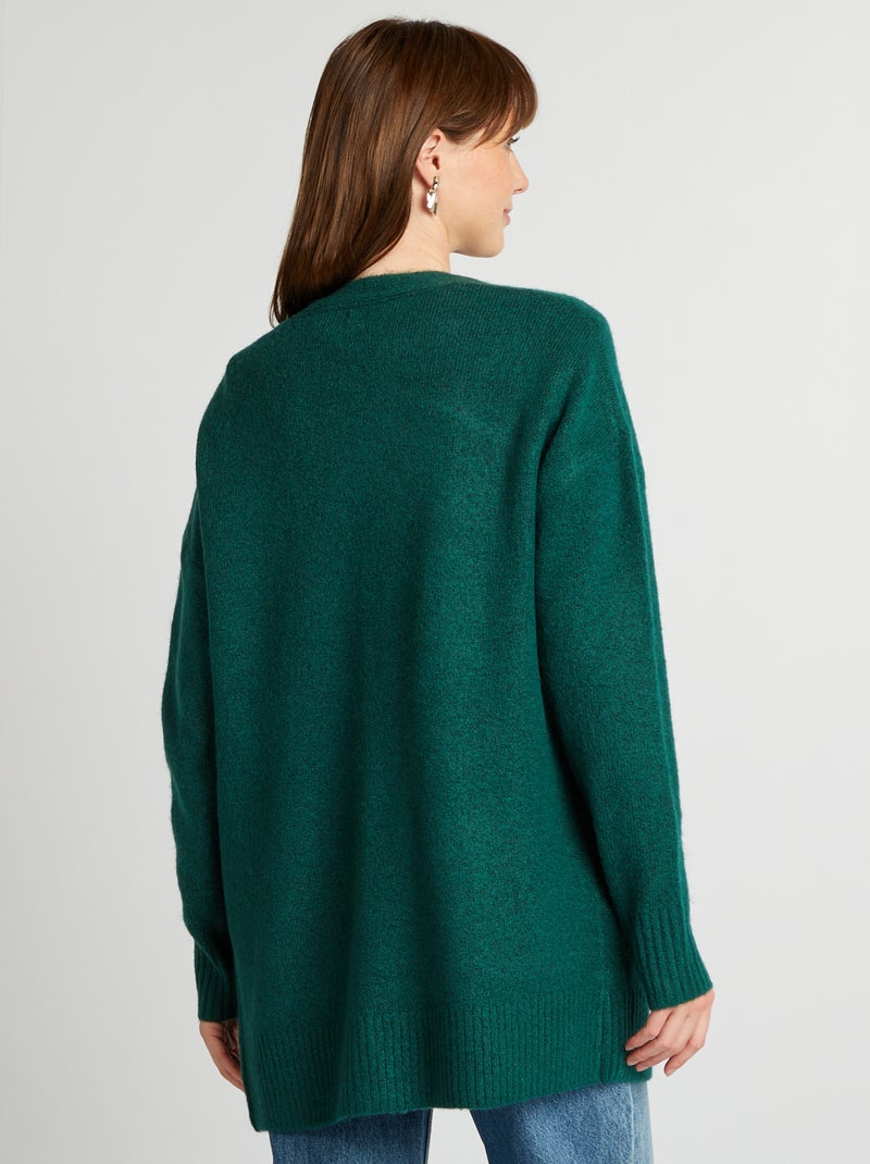 Gilet long avec poches Vert - Kiabi
