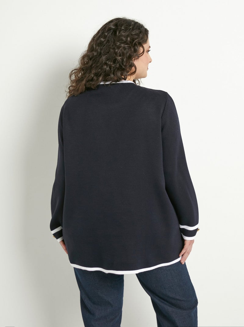 Gilet long bord à bord Bleu marine - Kiabi