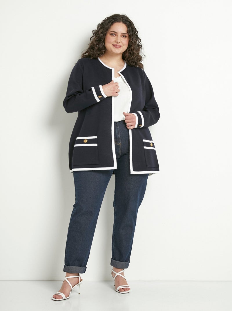 Gilet long bord à bord Bleu marine - Kiabi