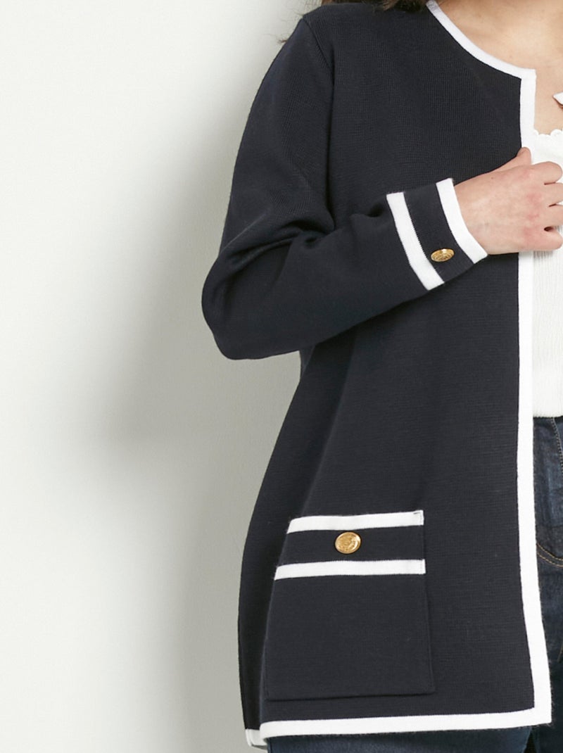 Gilet long bord à bord Bleu marine - Kiabi