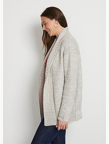 Gilet long bord à bord maille fantaisie - Afibel