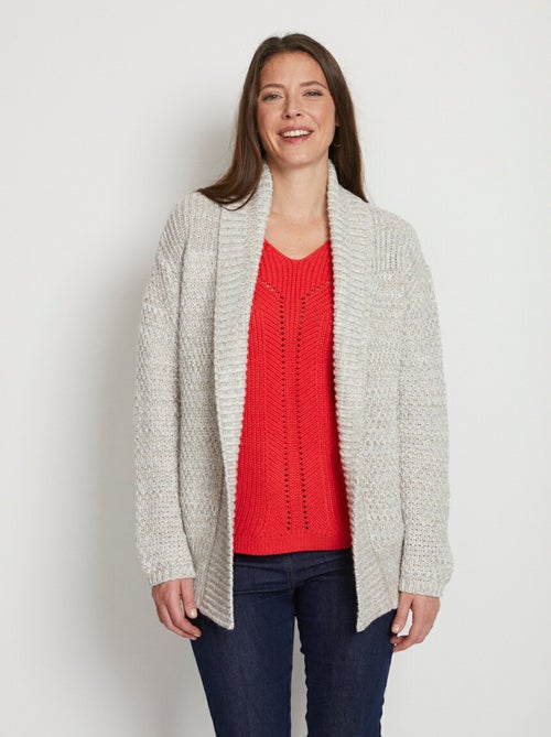 Gilet long bord à bord maille fantaisie - Afibel - Kiabi