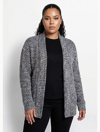 Gilet long bord à bord maille fantaisie - Afibel