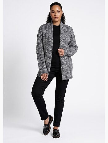 Gilet long bord à bord maille fantaisie - Afibel
