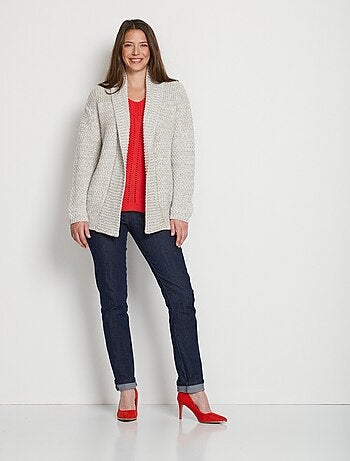 Gilet long bord à bord maille fantaisie