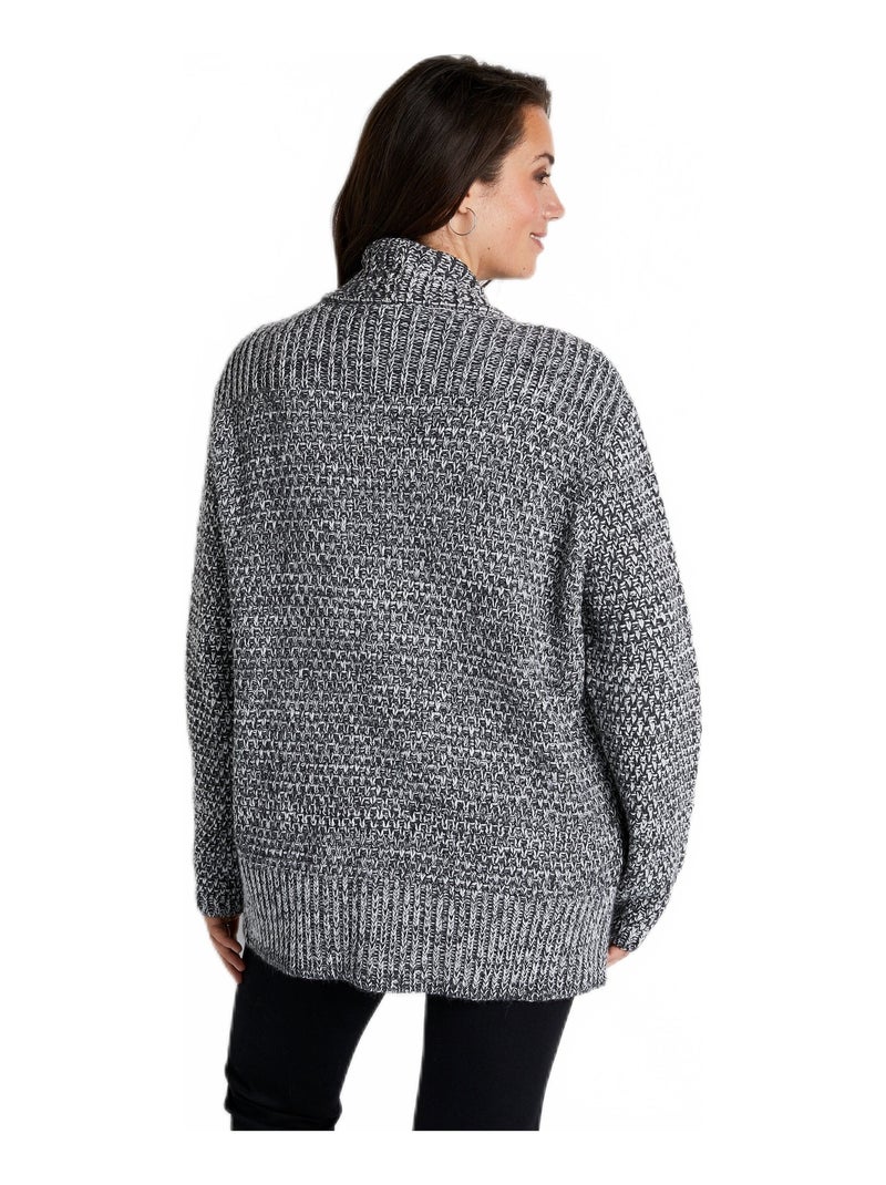 Gilet long bord à bord maille fantaisie Noir - Kiabi