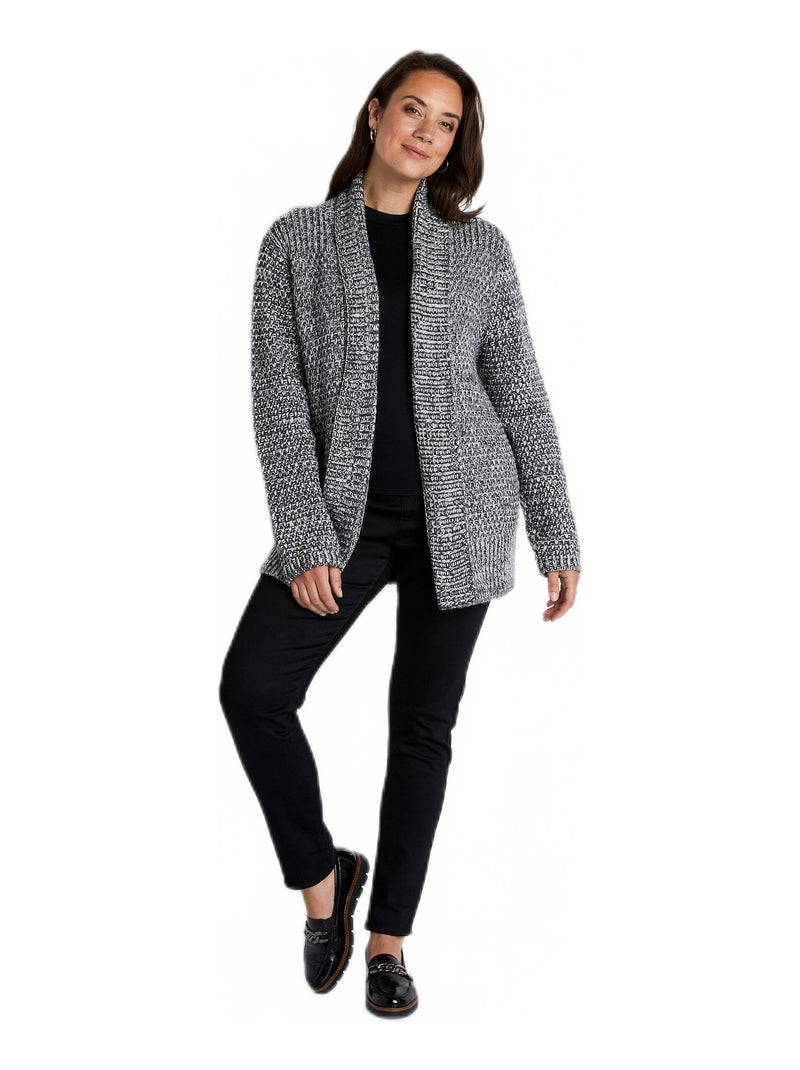 Gilet long bord à bord maille fantaisie Noir - Kiabi