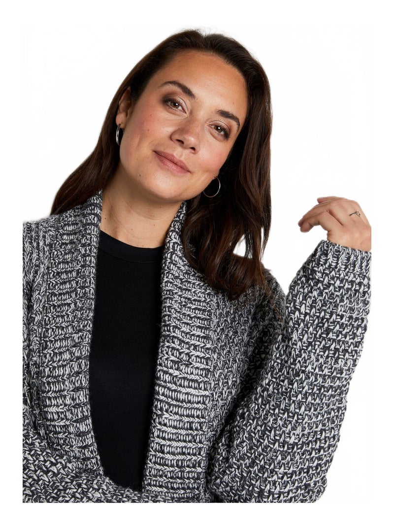 Gilet long bord à bord maille fantaisie Noir - Kiabi