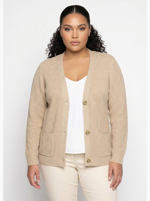 Gilet long boutonné brillant manches longues - Afibel - Kiabi