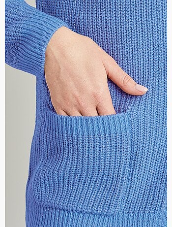 Gilet long boutonné brillant manches longues - Afibel