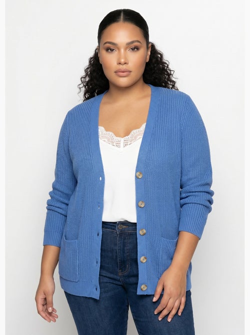 Gilet long boutonné brillant manches longues - Afibel - Kiabi