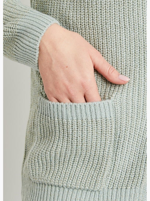 Gilet long boutonné brillant manches longues - Afibel - Kiabi