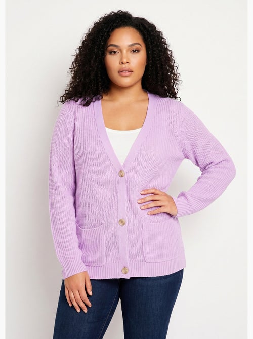 Gilet long boutonné brillant manches longues - Afibel - Kiabi