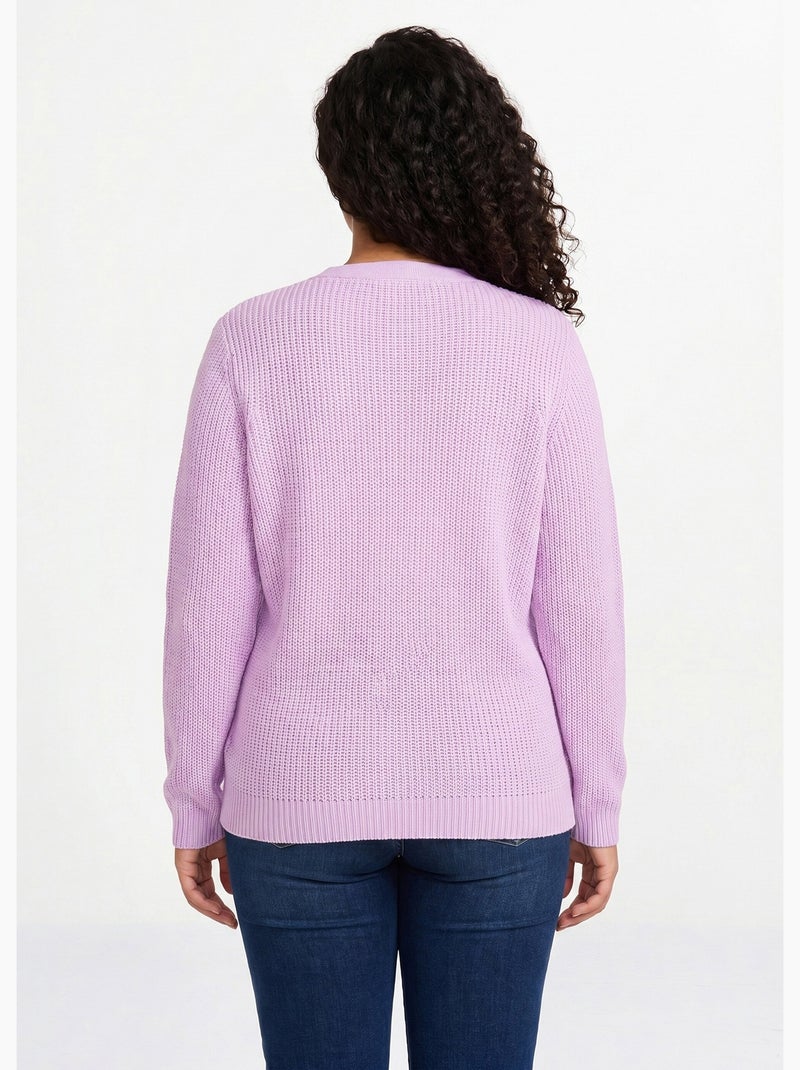 Gilet long boutonné brillant manches longues - Afibel Violet - Kiabi