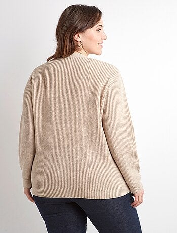 Gilet long boutonné brillant manches longues