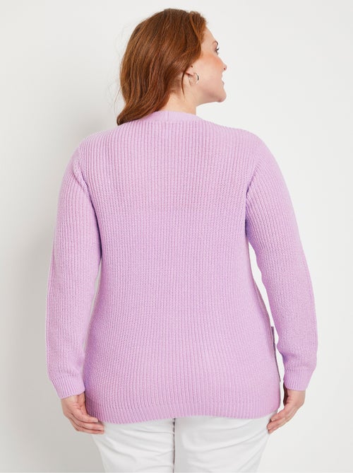 Gilet long boutonné brillant manches longues - Kiabi