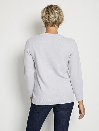 Gilet long boutonné brodé perlé col V - Afibel