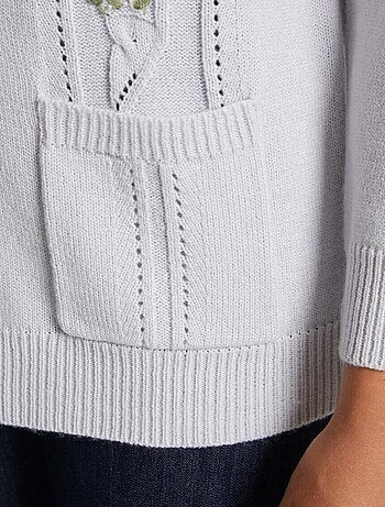 Gilet long boutonné brodé perlé col V - Afibel