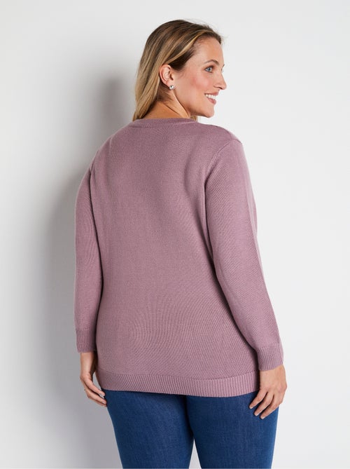 Gilet long boutonné brodé perlé col V - Kiabi