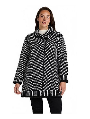 Gilet long boutonné maille jacquard