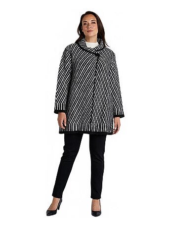 Gilet long boutonné maille jacquard