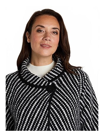 Gilet long boutonné maille jacquard