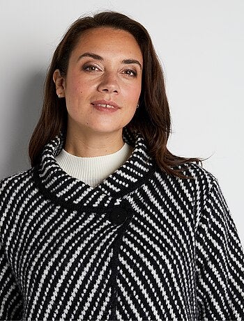 Gilet long boutonné maille jacquard
