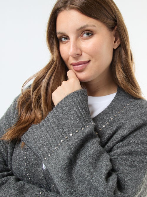 Gilet long boutonné 'Only Carmakoma' avec clous fantaisies - Kiabi