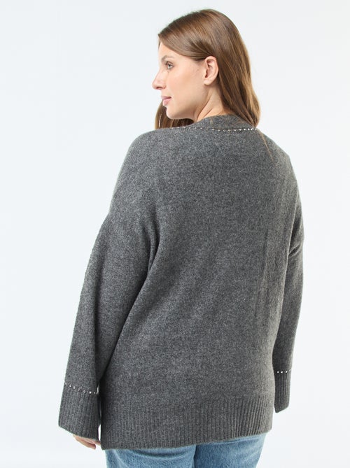 Gilet long boutonné 'Only Carmakoma' avec clous fantaisies - Kiabi