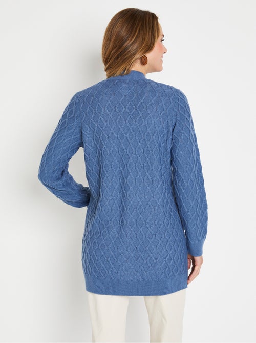 Gilet long boutonné torsades col V - Afibel - Kiabi