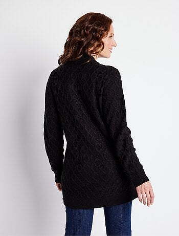 Gilet long boutonné torsades col v - afibel