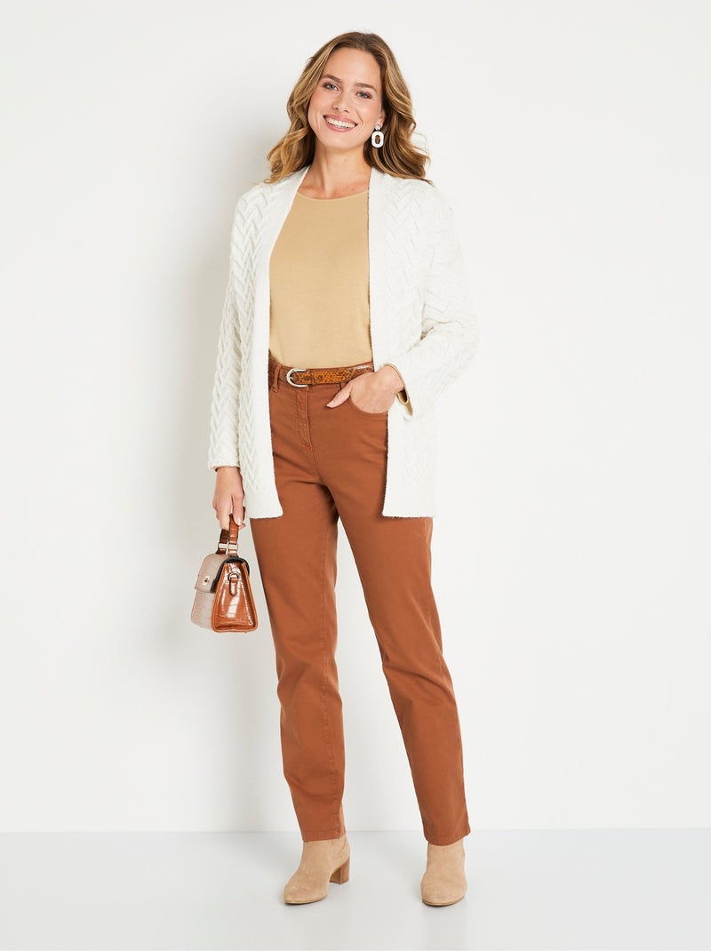 Gilet long chaud épais bord à bord Ecru - Kiabi